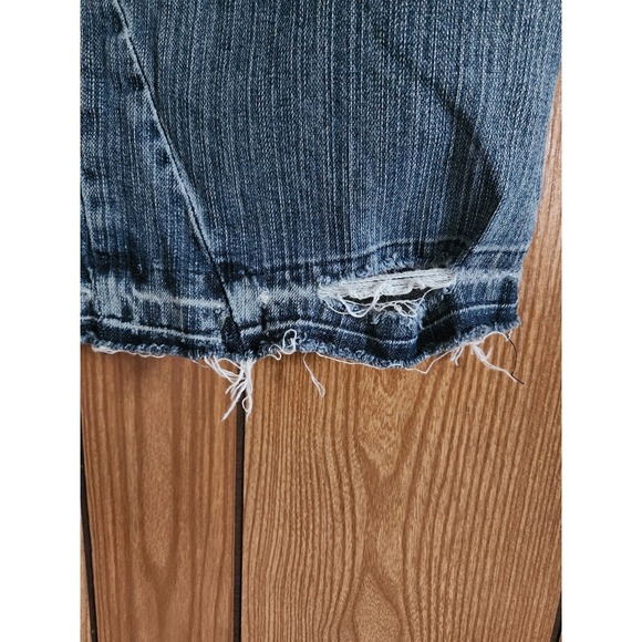 Industrial Cotton VTG Y2K Distressed Frayed Hemline Midi Denim Skirt Jrs Size 11 - Picture 9 of 12